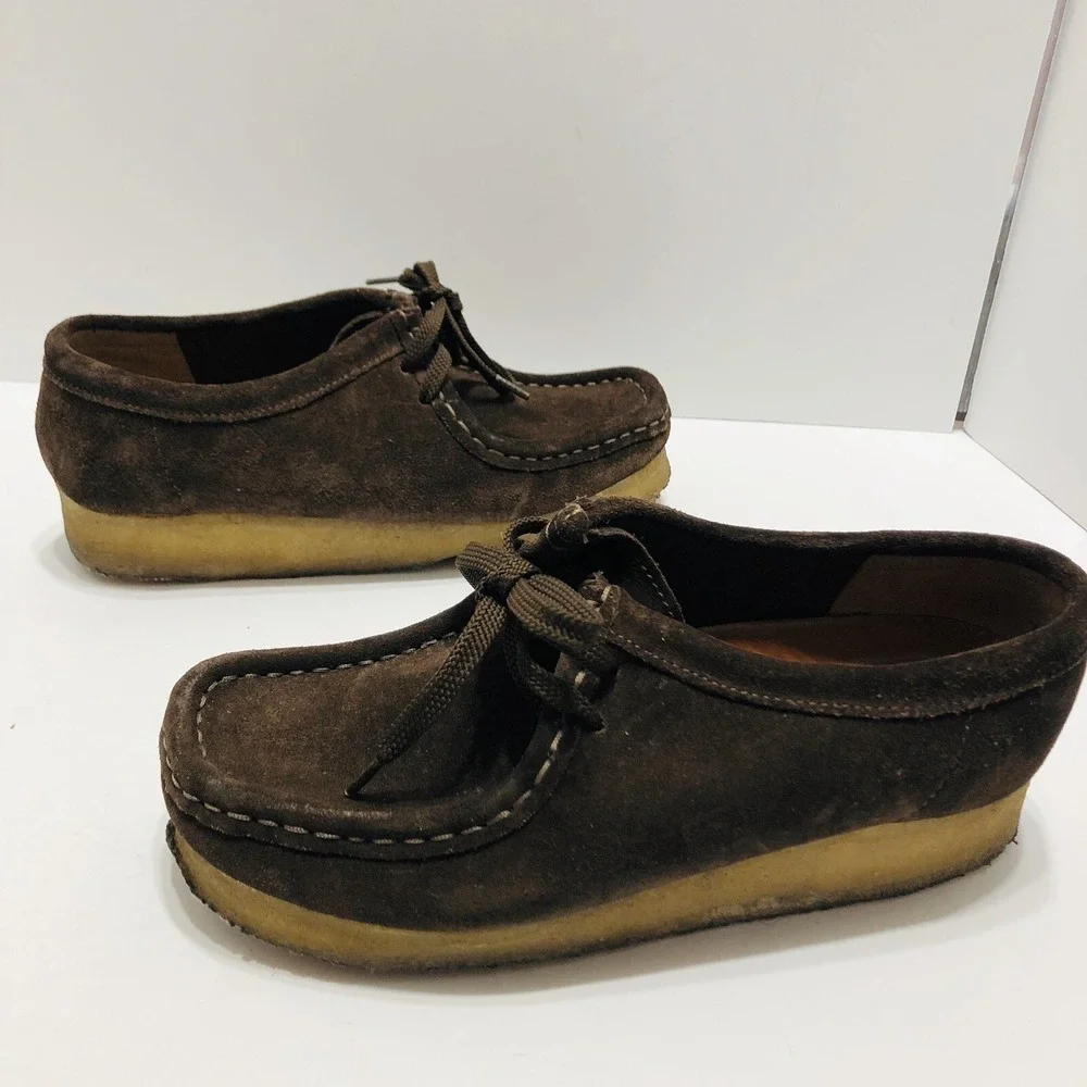 Clarks Originals 78984 Wallabee Wedge Crepe Sole Dark Brown Oxfords Sz 7 M‎